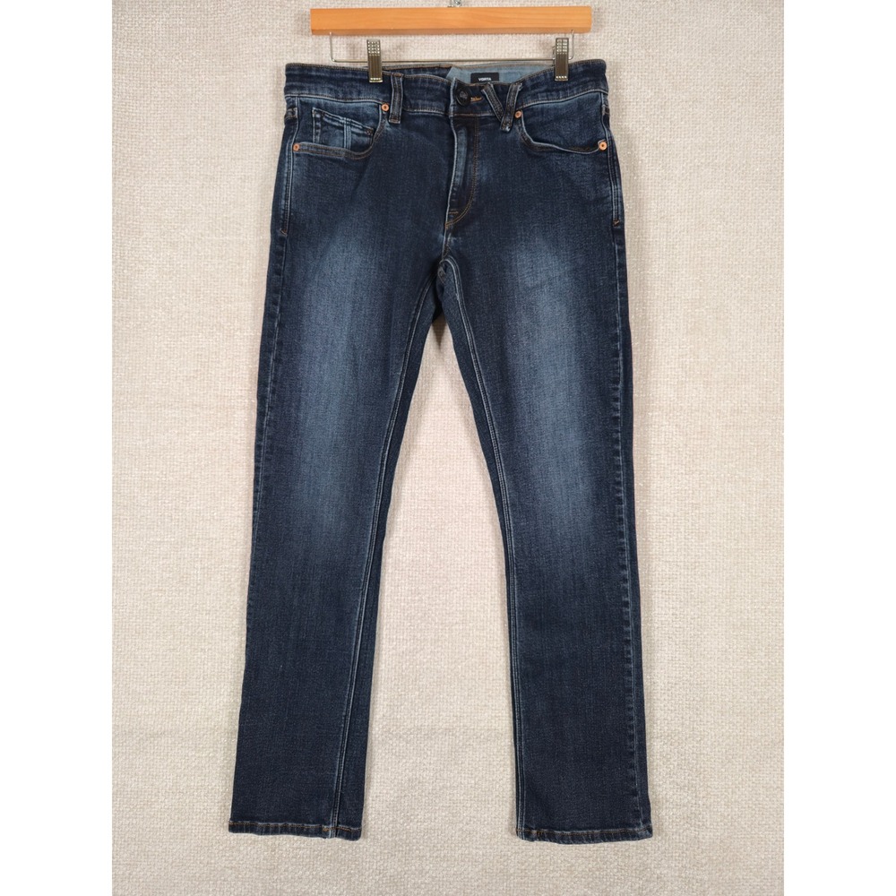 Volcom Vorta Slim Straight‎ Jeans Mens 30x30 Dark Wash Blue Denim A